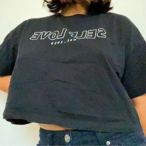 Black Self Love Crop Tee